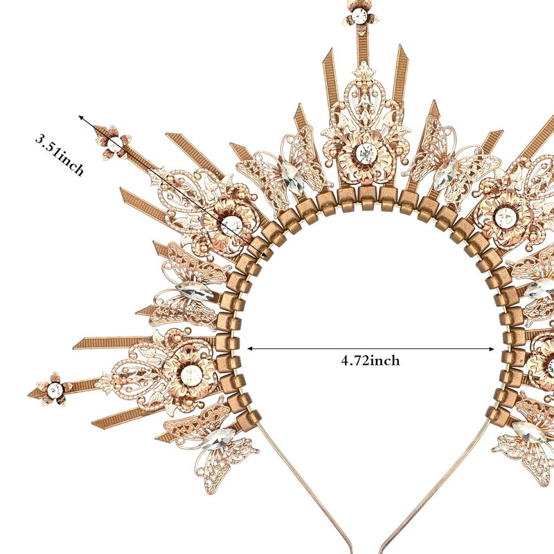 Sunburst Spiked Halo Crown - Handmade Virgin Mary Goddess Headpiece for Weddings, Cosplay & Festivals | Unique Fantasy Design
