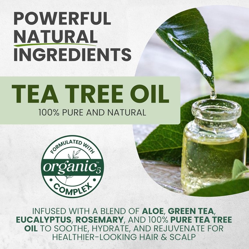 Tea Tree Oil Shampoo & Conditioner Set - Itchy Scalp Relief, Clarifying for Oily Hair | 16 fl oz Each