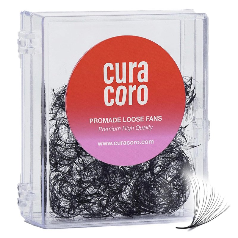 Curacoro Promade 500 Fans 10D-0.03 D Curl 10mm Length Handmade Volume Lash Fans for Long-Lasting Eyelash Extension