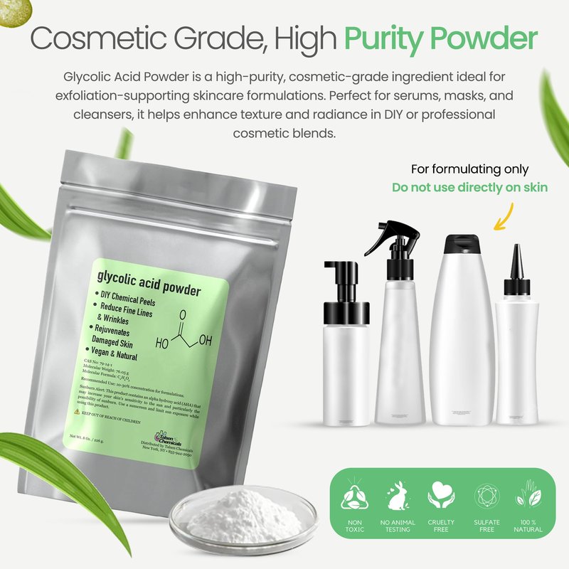 Talsen Chemicals Glycolic Acid Powder DIY Glycolic Crystal Powder is Pure, DIY (8 Oz/226 grams) for Glycolic Acid Face Wash, Glycolic Acid Lotion