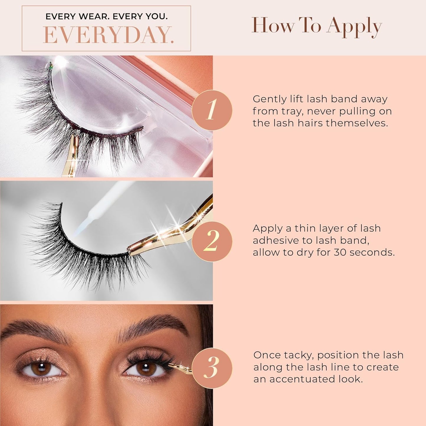 Lilly Lashes Naturale Faux Mink Cat Eye Eyelashes - Reusable Wispy 13mm Black Pair