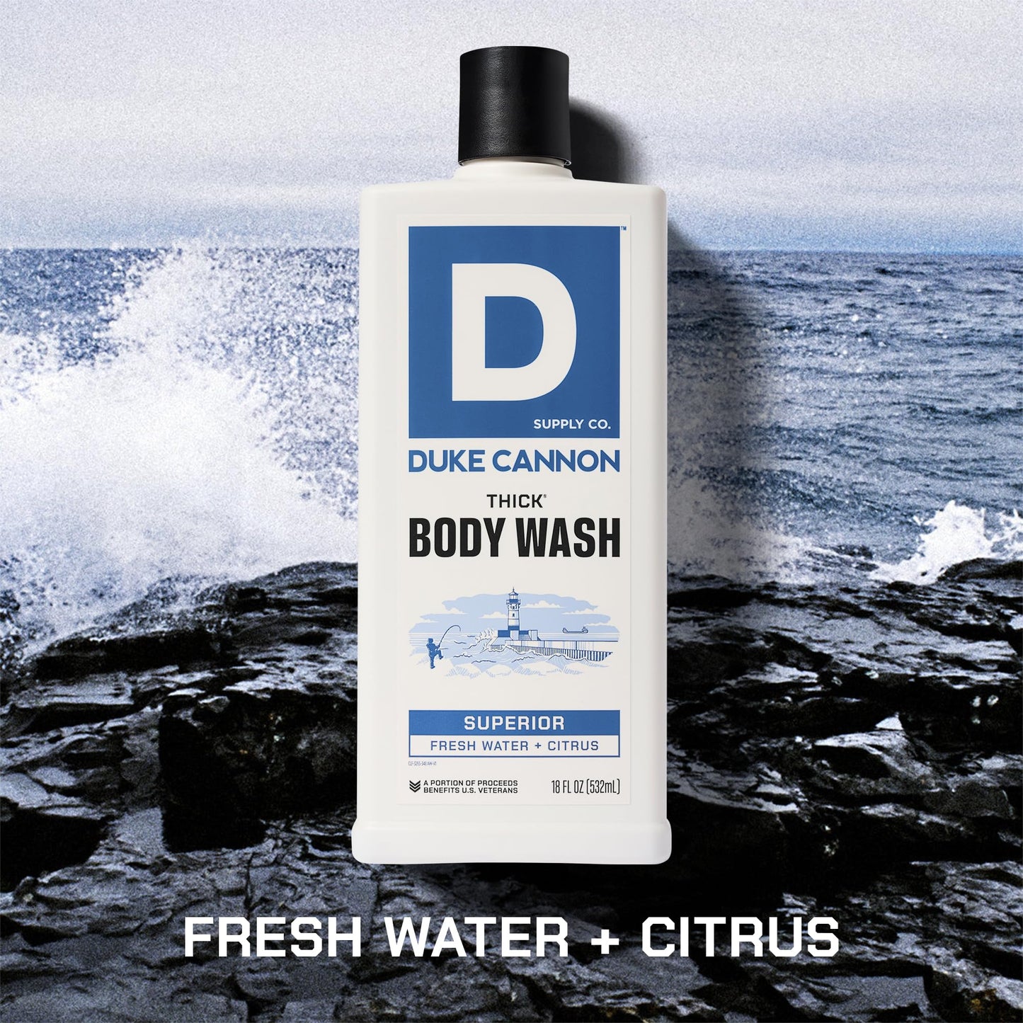 Duke Cannon Thick Body Wash - Superior, Men’s Premium Body Wash, Deep Clean, Refreshing Scent, Large 18oz Bottle, Sulfate-Free, Moisturizing Formula (3 Pack)