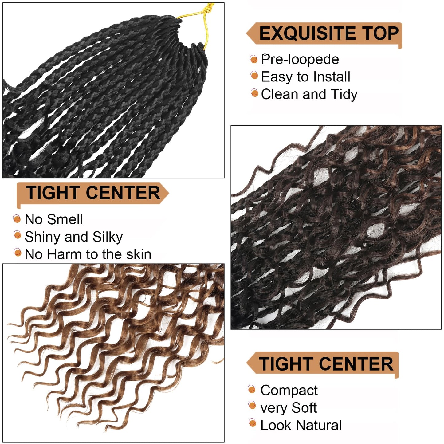 Goddess Box Braids Crochet Hair With Curly Ends 14 Inch Bohomian Box Braids Crochet Braids 8 Packs 3X Crochet Braids Synthetic Braiding Hair Extension for Black Women (14 Inch (Pack of 8), 1B-4-30)……