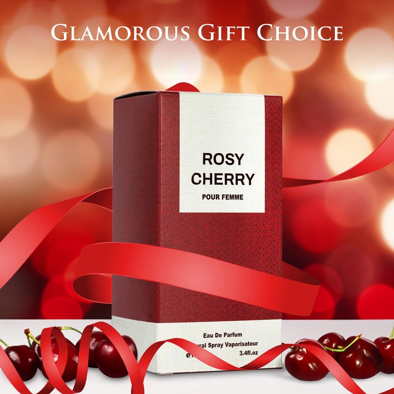 Rosy Cherry for Women - Fruity Floral Fragrance - Top Notes of Cherry & Bitter Almond - Base Scents of Vanilla, Cinnamon, Sandalwood, Cedar, Patchouli & Vetiver - Elegant 100ml Bottle, Women Parfumes