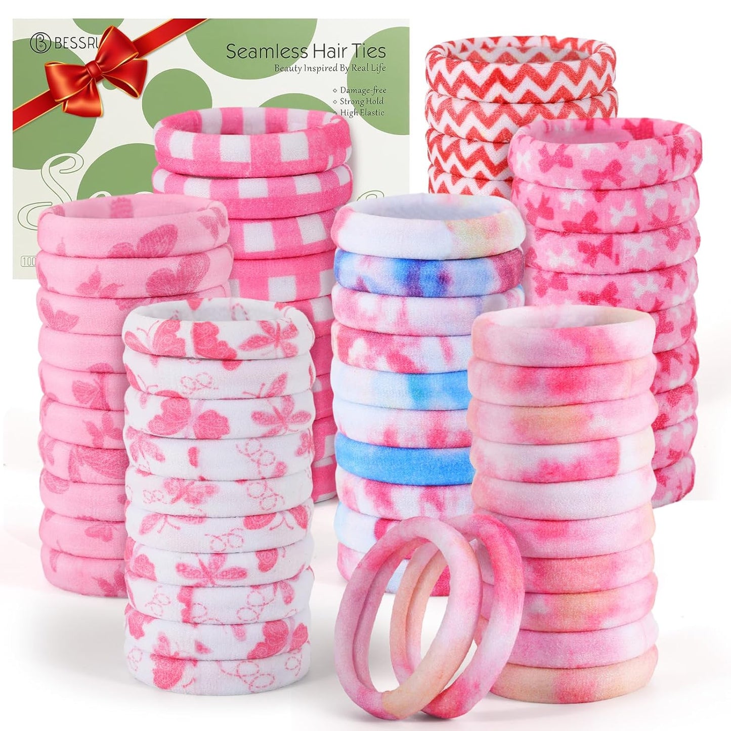 100PCS Black Hair Ties for Women Girls, Seamless Thick Black Hair Band, Elastic Hair Ties No Damage Ponytail Holder