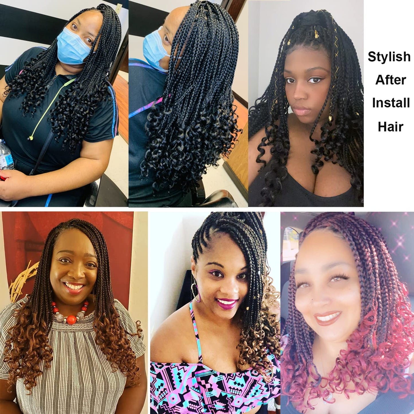 7 Packs 18 Inch Bohemian Goddess Box Braids Crochet Hair for Black Women (18 Inch, 1B#)
