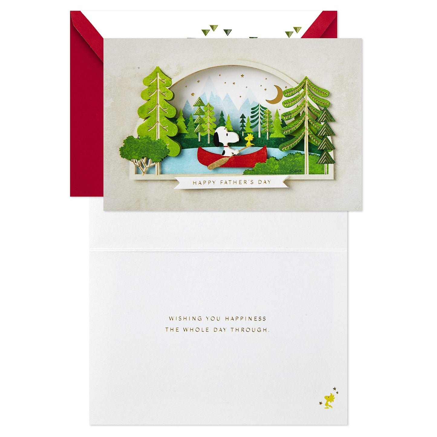 Hallmark Signature Peanuts Fathers Day Card (Snoopy and Woodstock Canoeing) (799FFW2007)