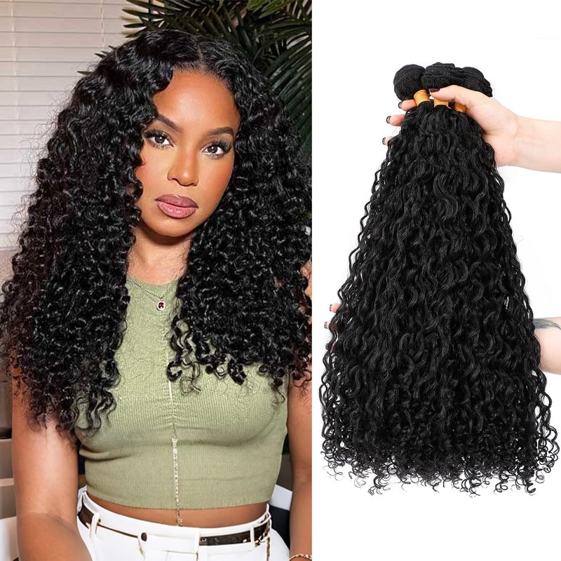 Ms Taj Burmese Curly Hair Bundles 16 18 20 Inch Water Wave with Spiral End Raw Burmese Curly Bundles for Women Protein Synthetic Hair Boast A Human Hair Like Touch for Quick Weave