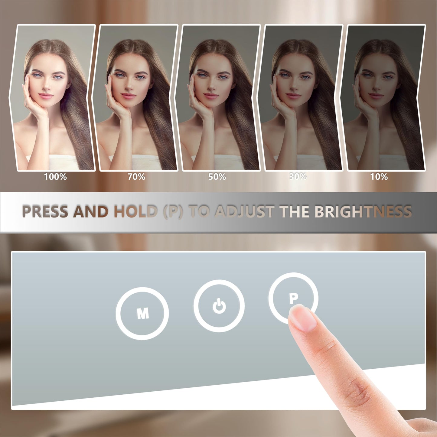 Acoolda Vanity Mirror with Lights, Makeup Mirror with Lights Three Color Lighting Modes, Dimmable Touch Screen, Detachable 10X Magnifying Mirror, 360°Free Rotation,White