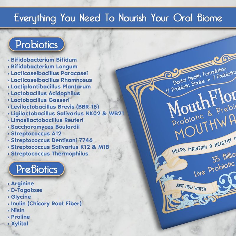 Probiotic & Prebiotic Mouthwash for Adults - Dry Mouth & Oral Thrush Relief | 30 Pack