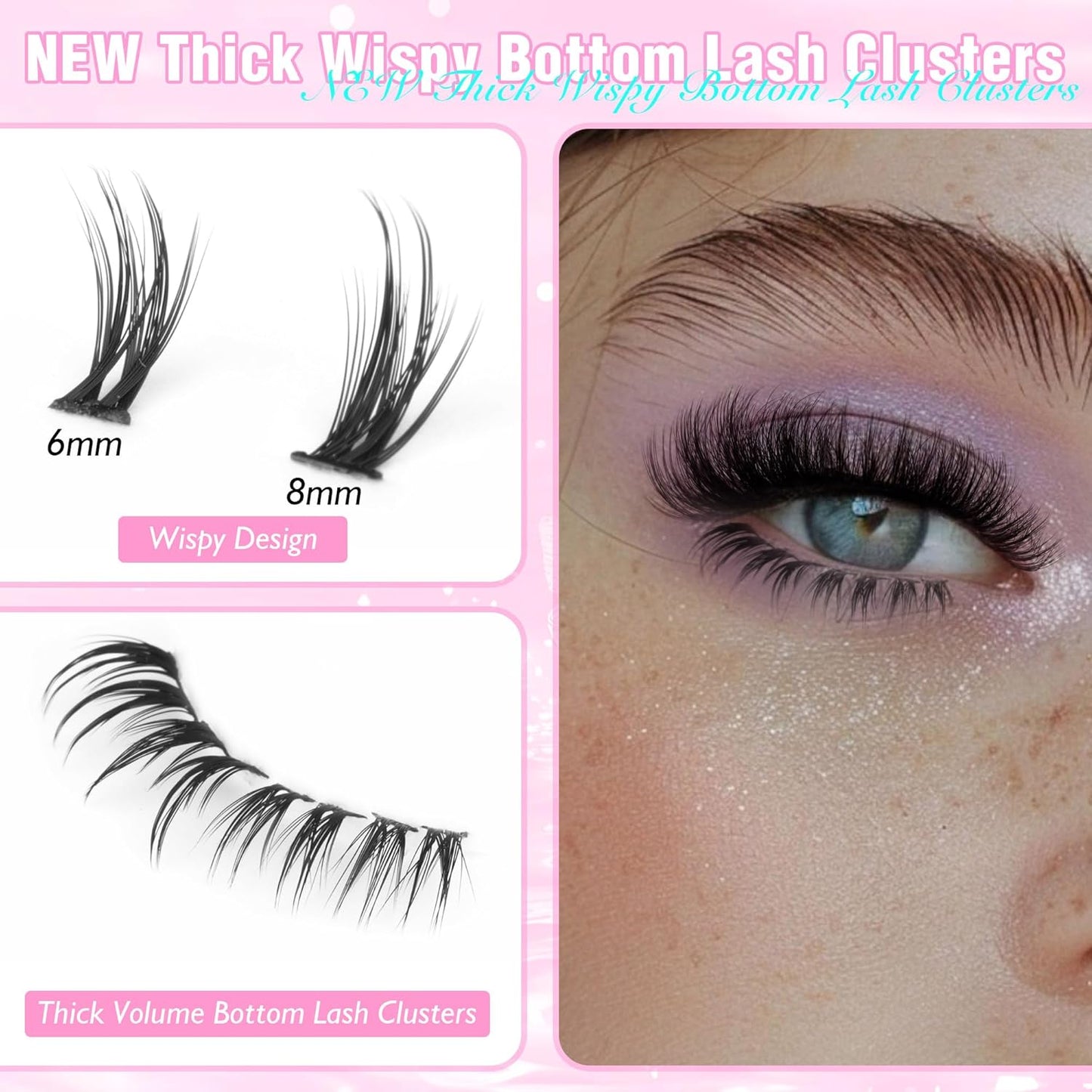 Winifred Bottom Lash Clusters Thick Volume Lower Lash Extension DIY Individual Lashes Bottom Clusters Lashes for Cluster Eyelash Extensions (168pcs)