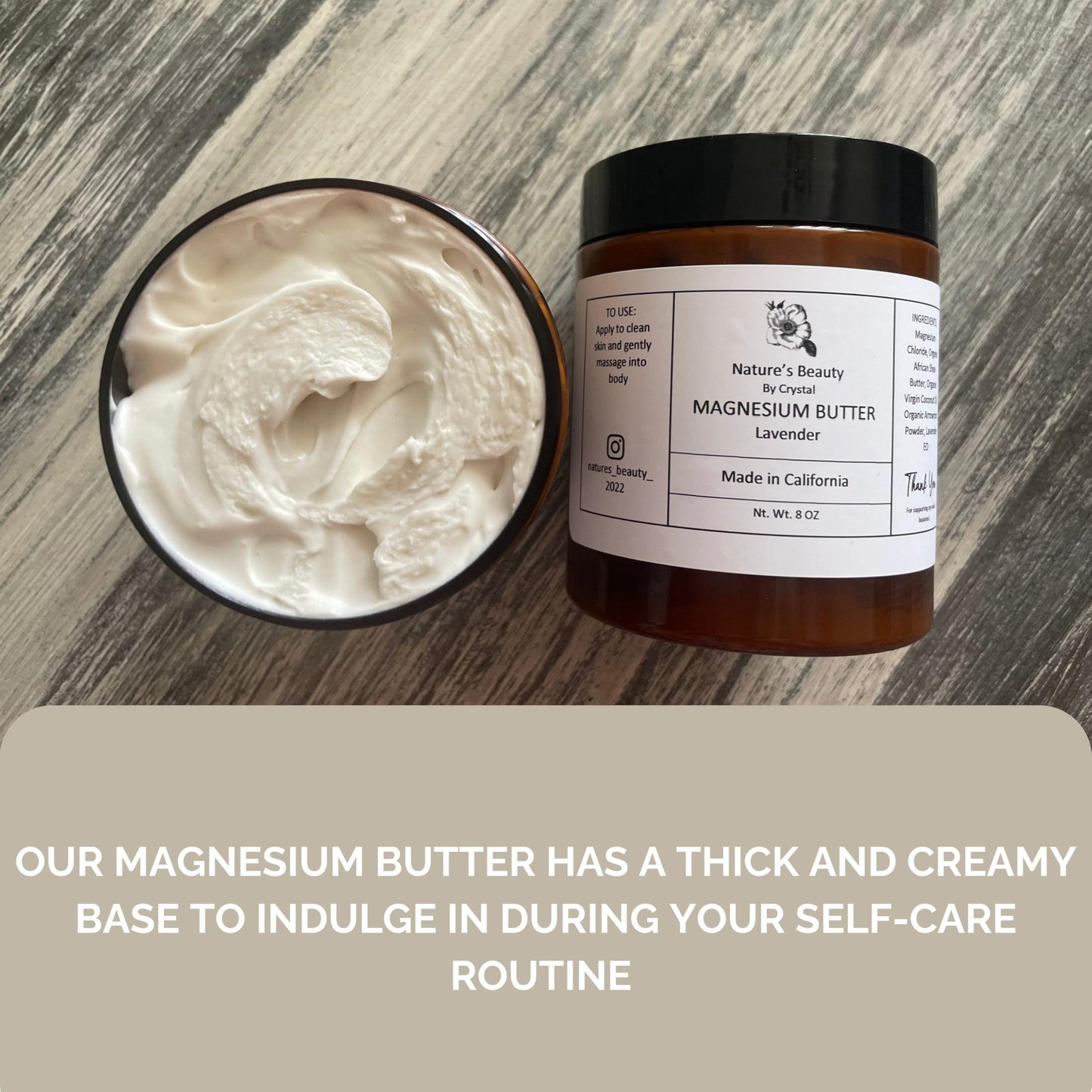 8oz ORGANIC LAVENDER MAGNESIUM LOTION | Handmade | All Natural | Vegan | Cruelty-Free | U.S. Made 8oz
