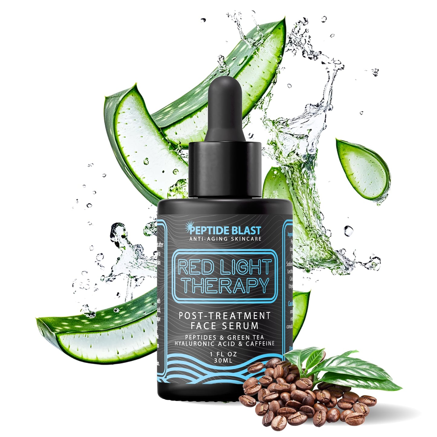 Red Light Therapy Post-Treatment Serum by Peptide Blast – Amplifies & Extends Results with Marine Extract, Sodium Polyglutamate & Hyaluronic Acid – 1 fl oz