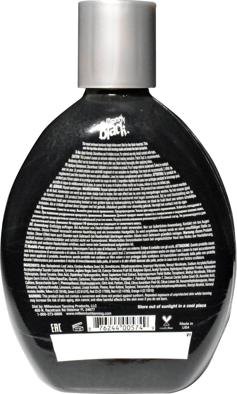 Millennium: Dark Tanning Lotion for Tanning Beds or Outdoors - Tanning Bed Lotion with Bronzer & Silicone for Tattoo Protection - Women & Mens Tanning Lotion - Insanely Black 60x, Mega Tingle, 13.5oz