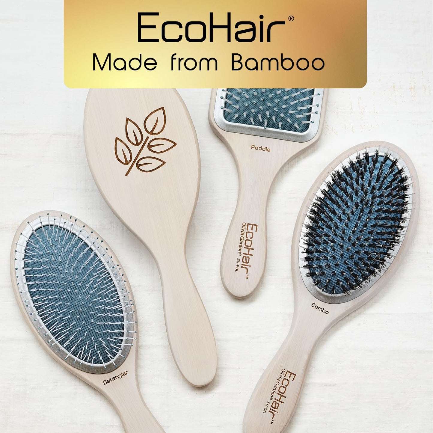 Olivia Garden EcoHair Paddle Bamboo Hair Brush, EH-CO, Combo