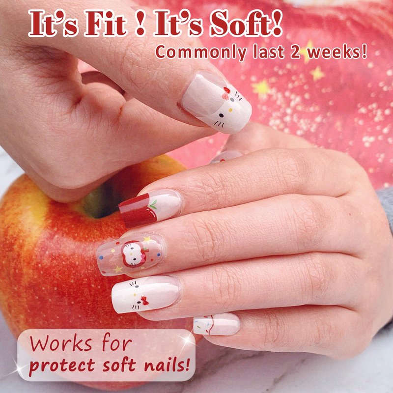 GelMala Semi Cured Gel Nail Strips Plaids,Long-Lasting, Easy to Apply&Remove Semi Cured Gel Nails Winter,Easy for begginners (Holiday Eve)