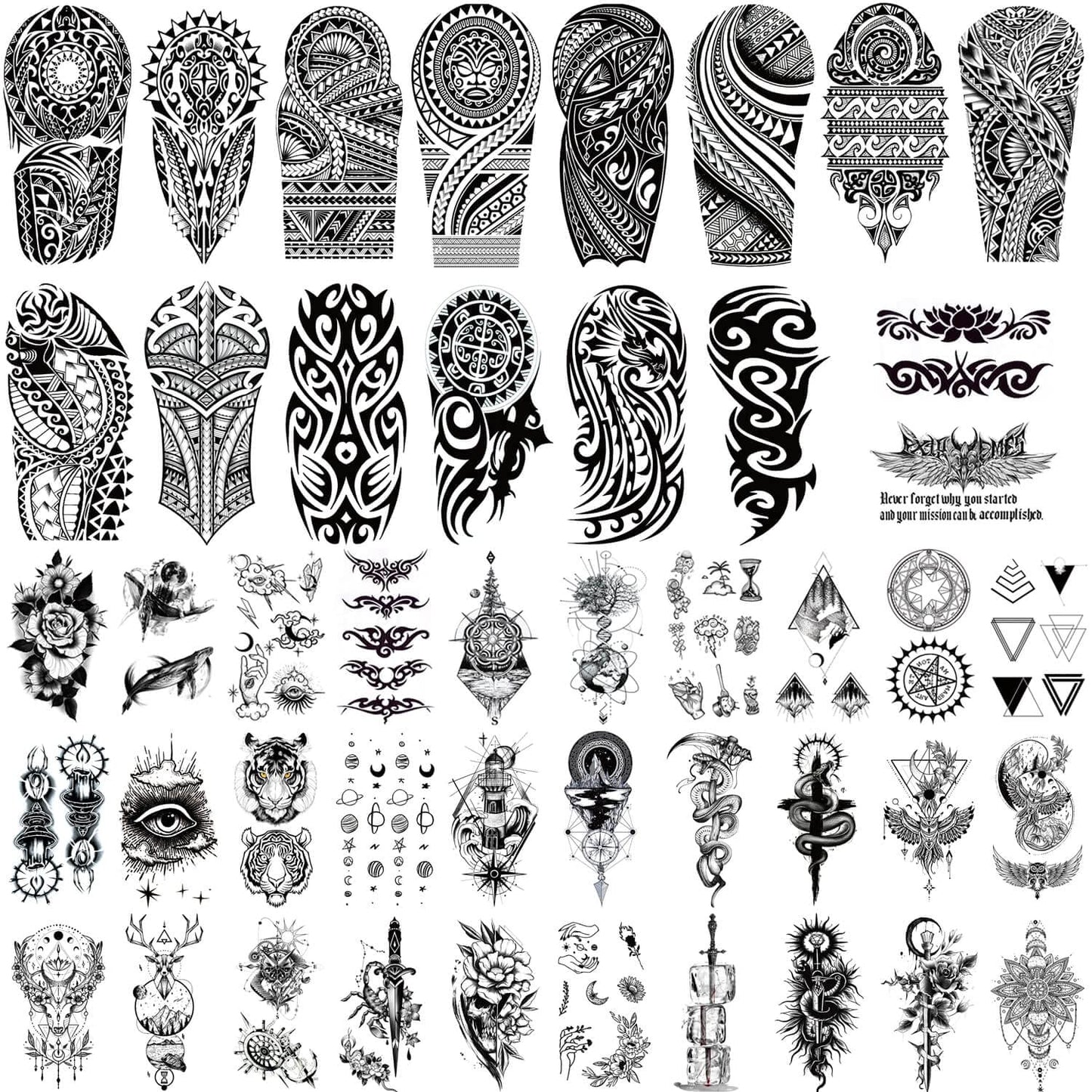 GLARYYEARS Maori Temporary Tattoos for Men Painless Tribal Body Art