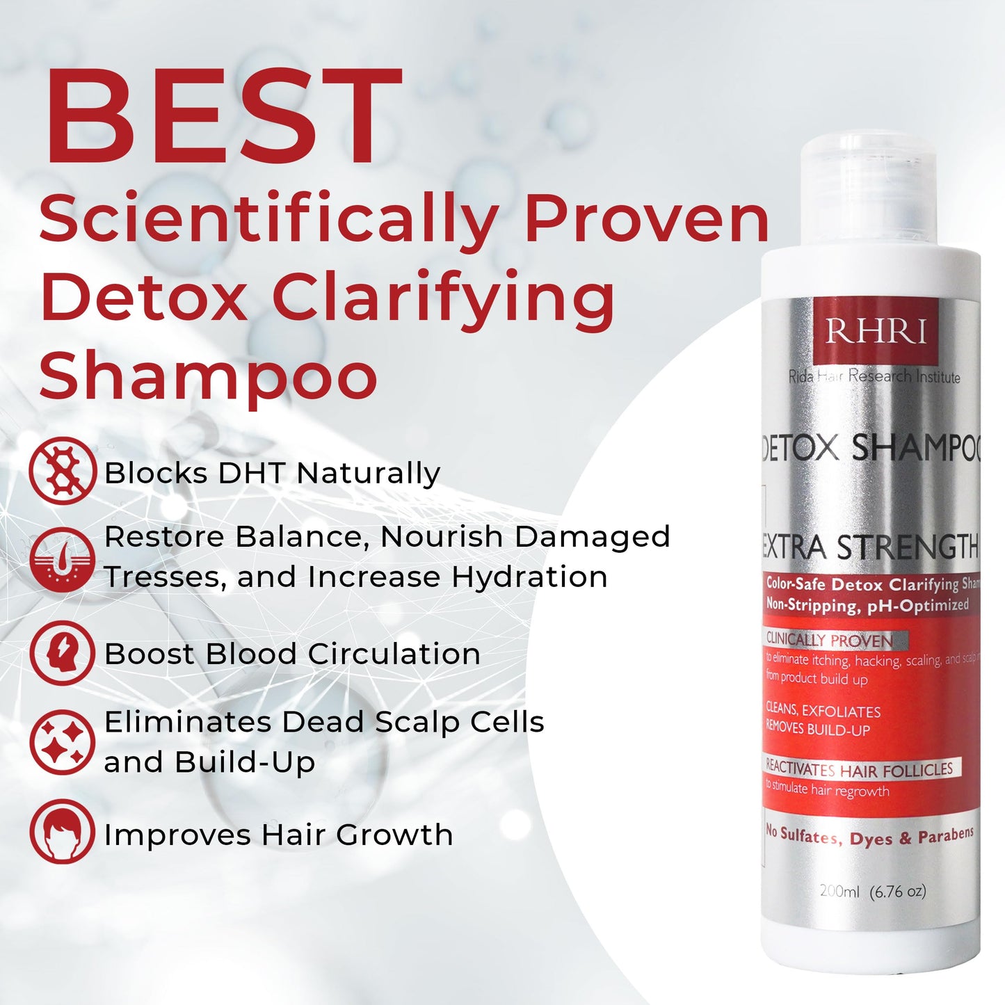 RHRI Detox Shampoo For Product Build up, Detoxify & Regrow with Our Clarifying Shampoo - Nourishes Follicles, Soothes Scalp Irritation - For All Hair Types