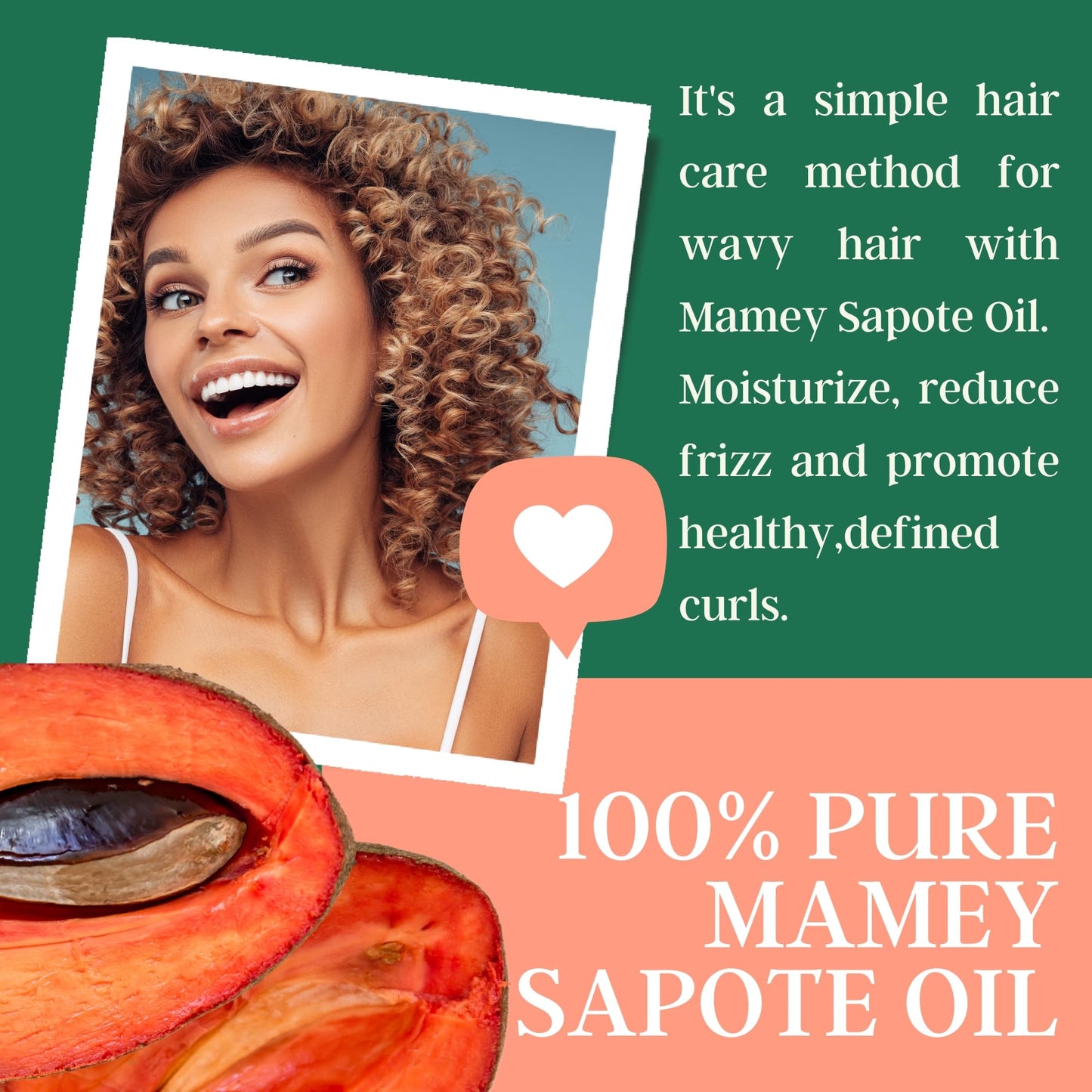 Best Nature's Cosmetics Mamey Sapote Oil Organic - revitalize dry skin and hair with deep moisture and frizz control. For curly, wavy hairs. 4 fl oz / 120ml