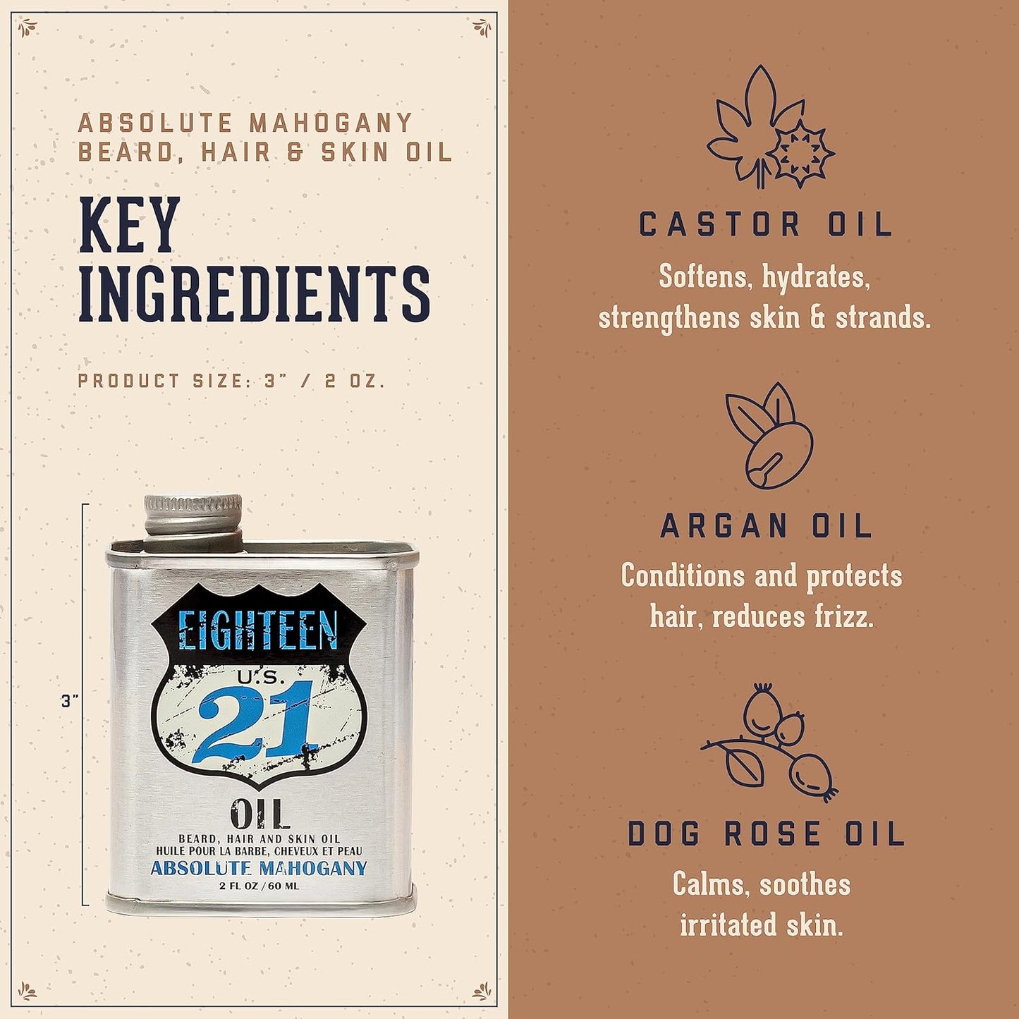 Men's Hair, Skin & Beard Oil - Non-Greasy Conditioning Balm with Castor, Jojoba & Argan Oils | 4 Scents Available