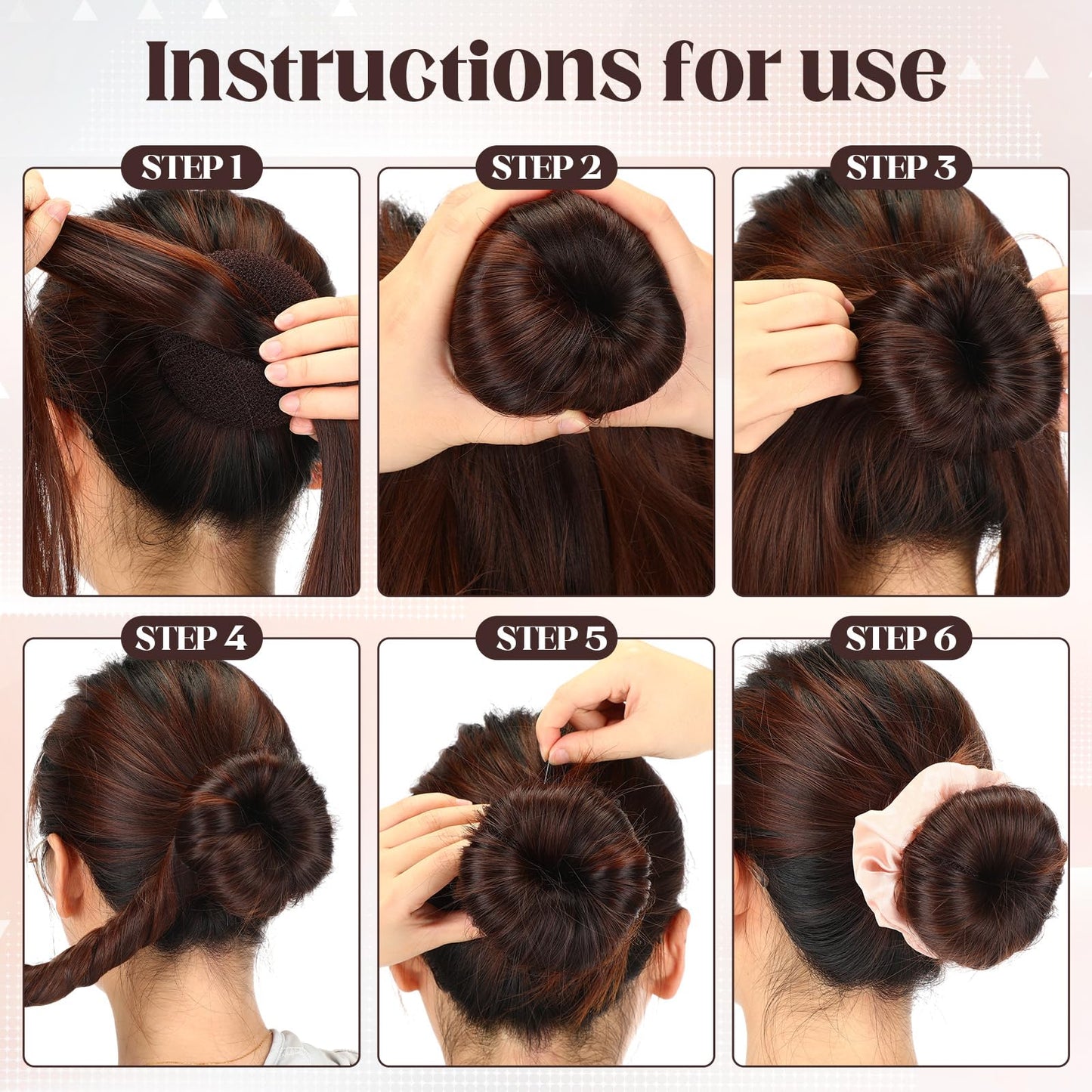XunYee 48 Pcs Hair Donut Maker, Brown Large Hair Bun Rings for Ballet Style, Bulk Doughnut Shaper for Women and Girls (2.3 Inch)