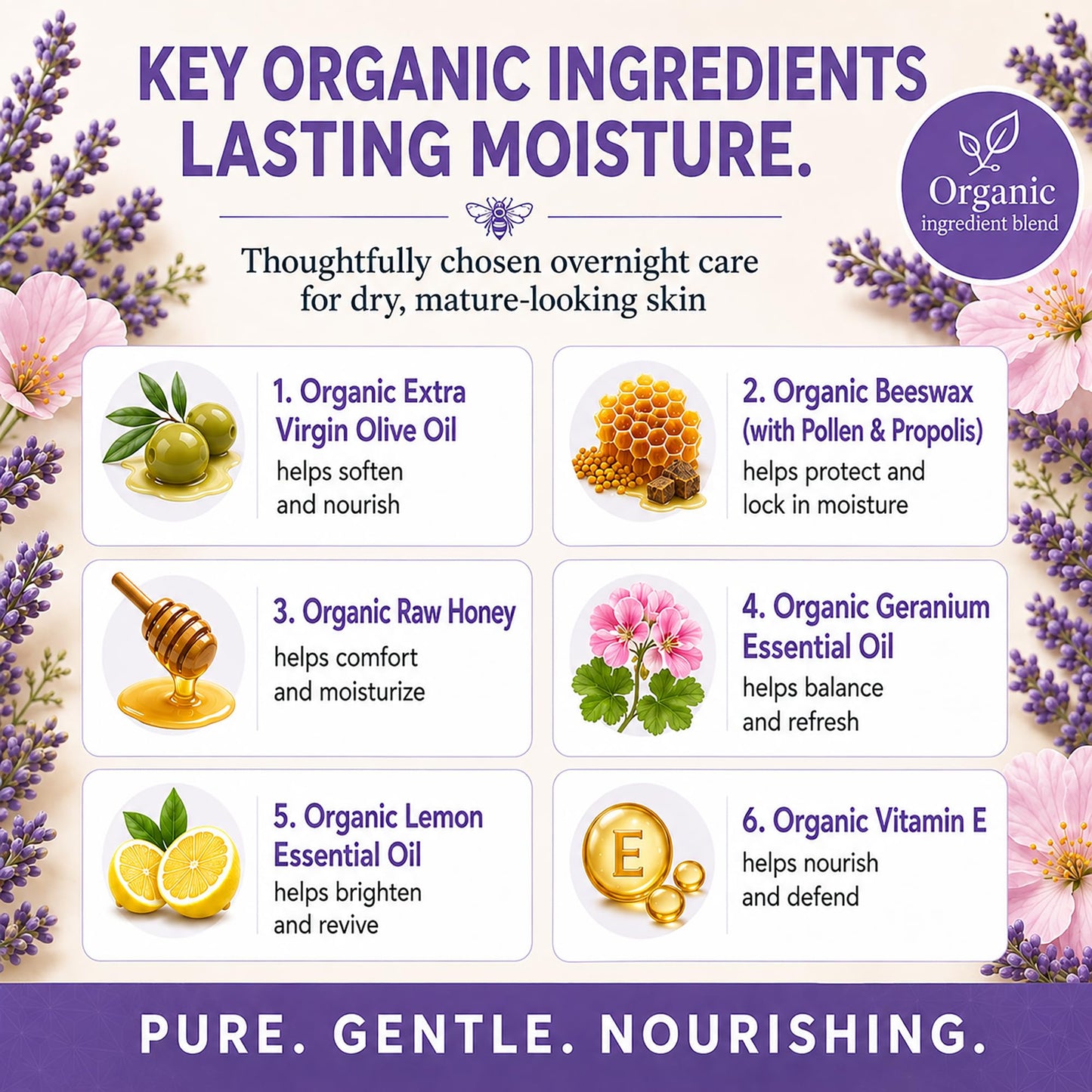 BeeFriendly® Organic Night Cream, USDA Certified, 2 oz