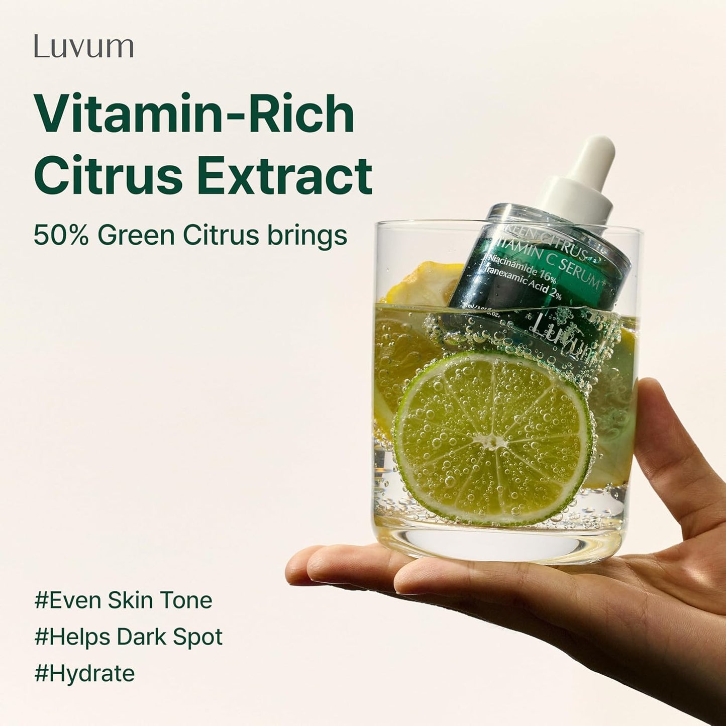 LUVUM Green Citrus Vitamin C Serum - 16% Niacinamide, 7x Vitamin C, 1.01 fl. oz
