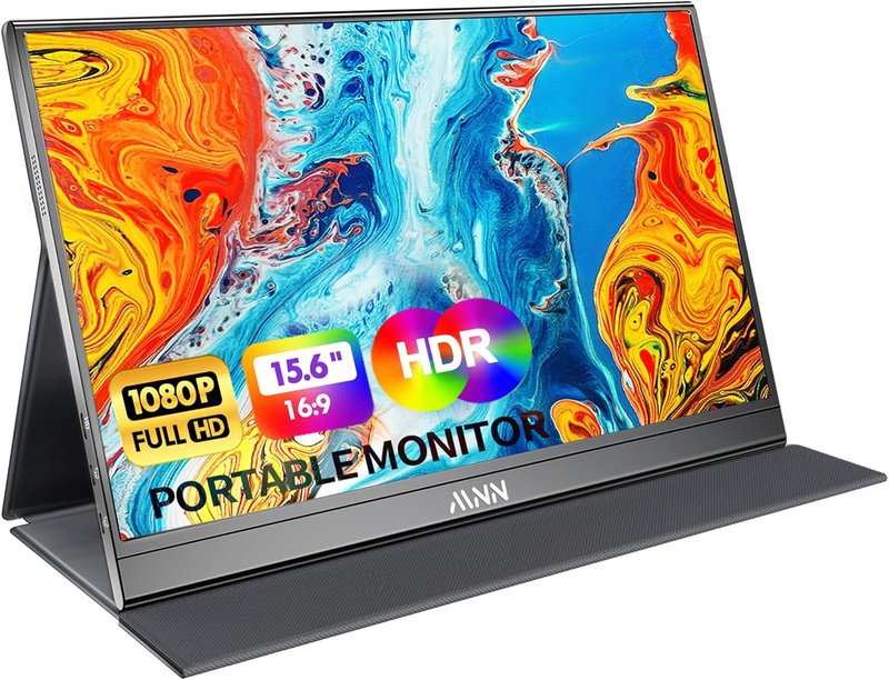 MNN Portable 15.6" FHD 1080P USB-C Gaming Monitor - Ultra-Slim IPS Display with Smart Cover & Speakers