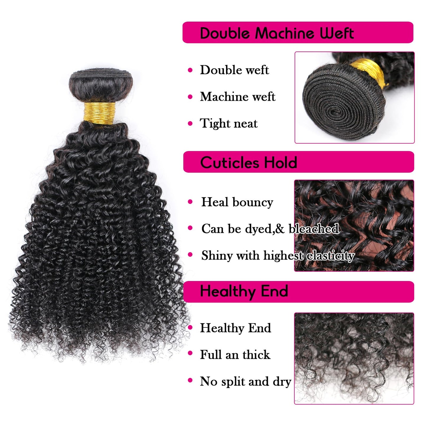10A Afro Kinky Curly Bundles Human Hair 100% Unprocessed Virgin Brazilian Curly Weave Human Hair 2 Bundles 8 10 Inch Natural Black Color for Women