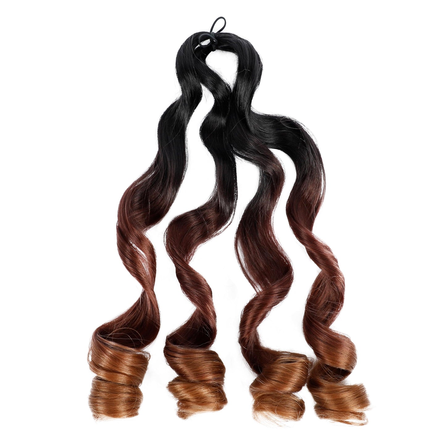 French Curly Braiding Hair 7 Packs 22 Inch Pre Stretched Braiding Hair Ombre Bouncy Loose Wave Crochet Braids for Women Spanish Curly Ends Synthetic Hair Extensions (7 Packs, 1B/33/30#)