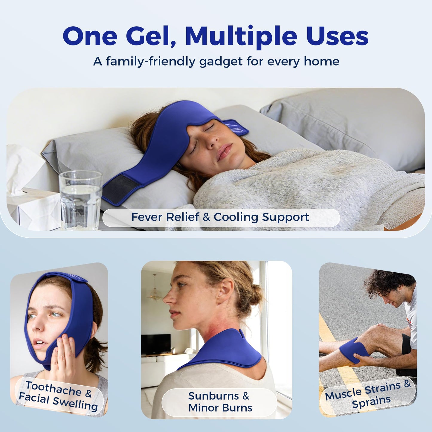 2 Pack Cooling Gel Eye Mask - Puffy Eyes, Dark Circles, Migraine Relief, FSA Eligible, FACEMOON Reusable Sleep Mask for Ice Cold Compress, Long Lasting Comfort for Eye Care, Self Care(Black,Blue)