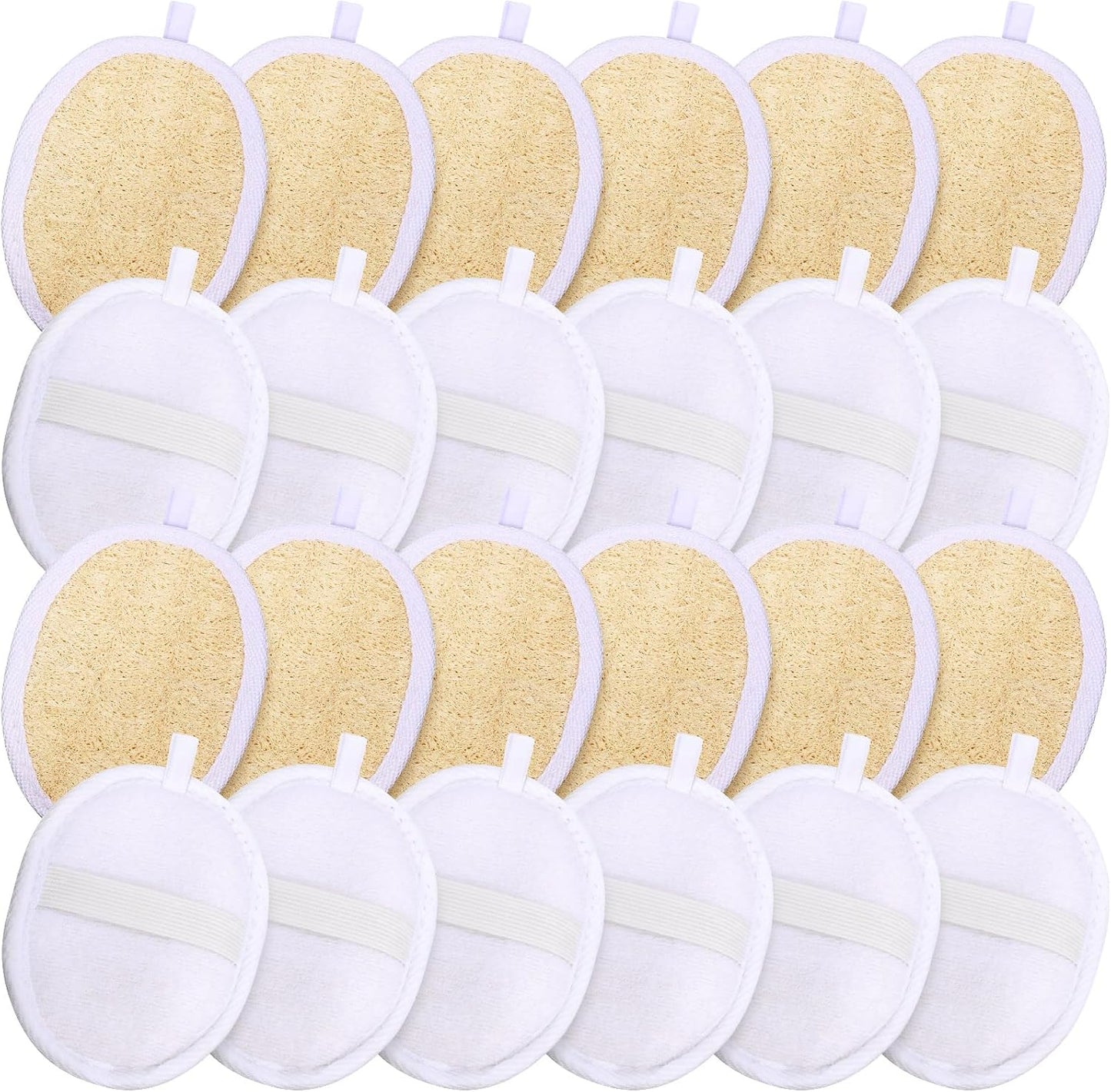 Loofah Pads - 24 Pcs Natural Exfoliating Mini Sponge Set for Bath & Shower | Ideal for Spa & Travel
