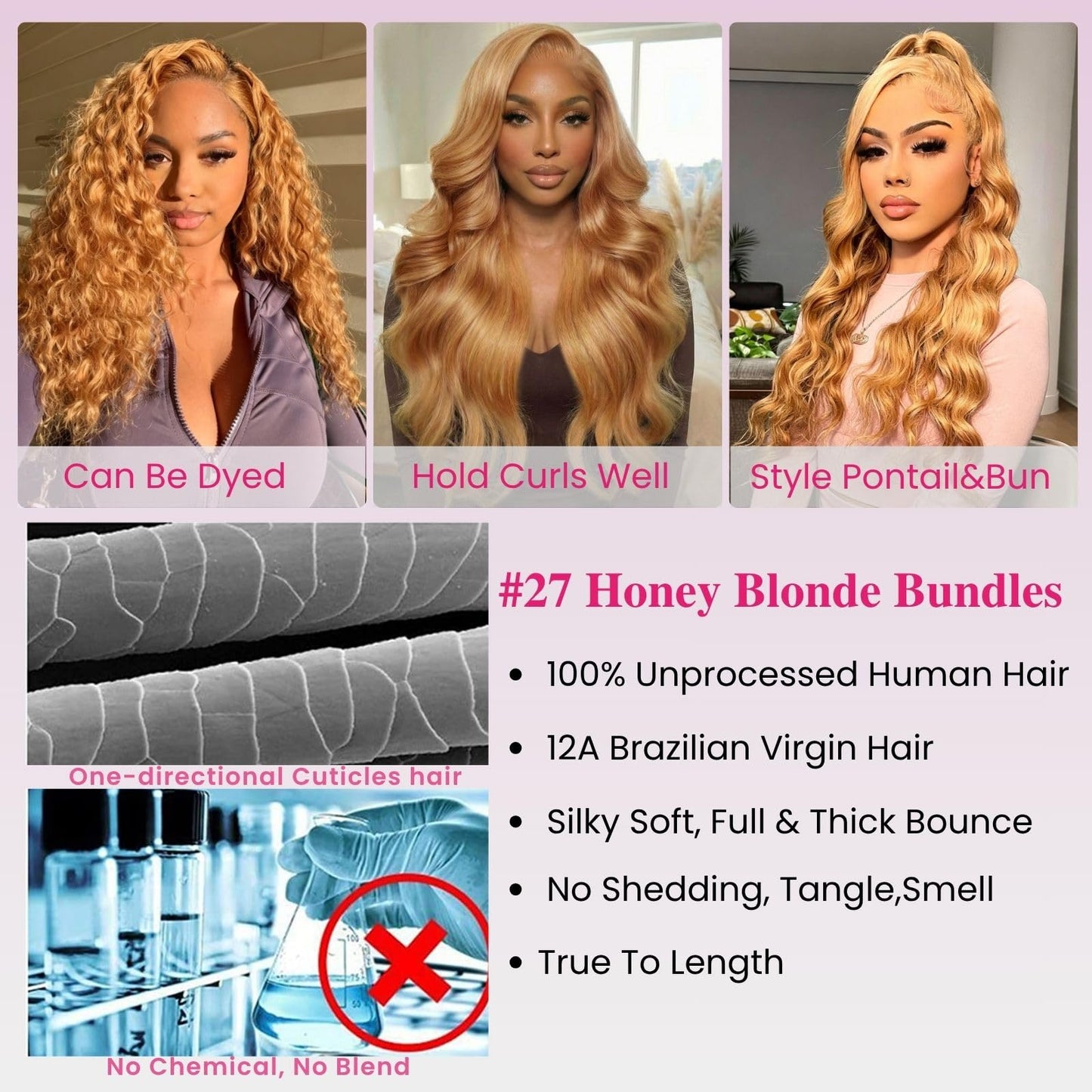 ALHER Honey Blonde 4x4 Closure Human Hair Body Wave, Color #27 Sun-kissed Vibe Golden Blonde Wavy Free Part Melt 4x4 HD Closure, 12A 100% Virgin Remy Real Human Hair Pre Plucked With Baby Hair 10 Inch