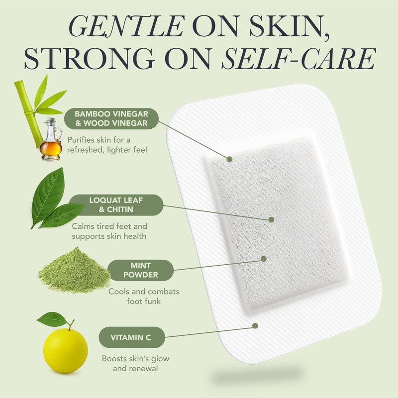 Ballotte Deep Cleansing Foot Pads - Soothe Your Sole While You Sleep, Revitalizing Foot Patches with Bamboo Vinegar, Mint & Vitamin C, Adhesive Feet Pads for Men & Women, 30 Count