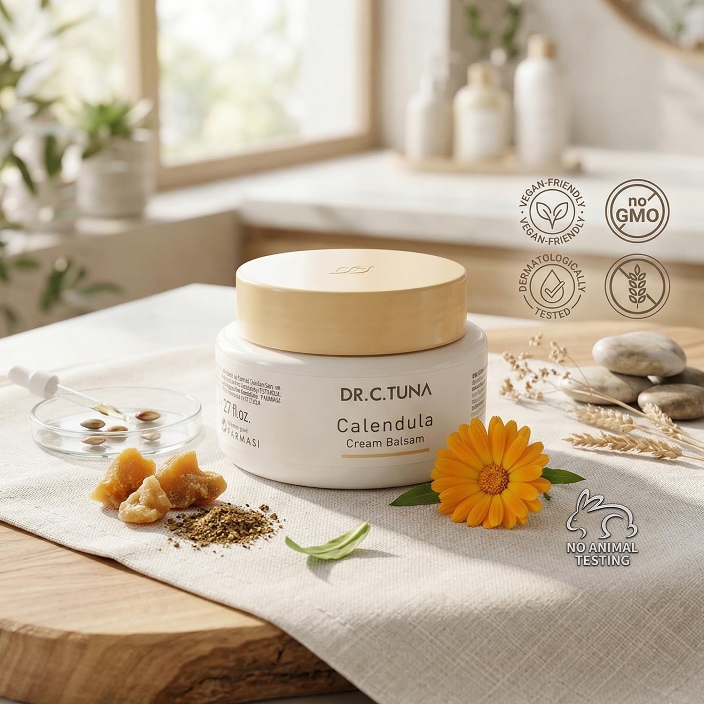 FARMASi Dr. C. Tuna Calendula Cream Balsam, Dry Sensitive Skin, 2.7 fl oz