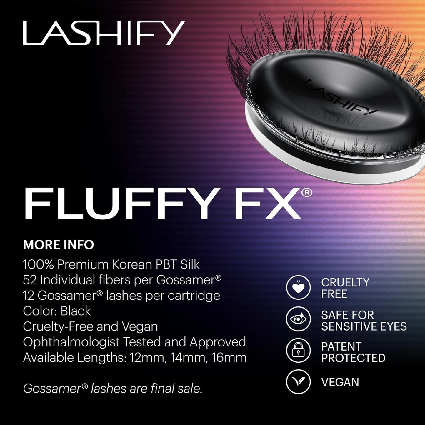 Lashify Fluffy FX 12mm Gossamer Eyelash Extensions | Curly & Fluttery Black Refill Lashes