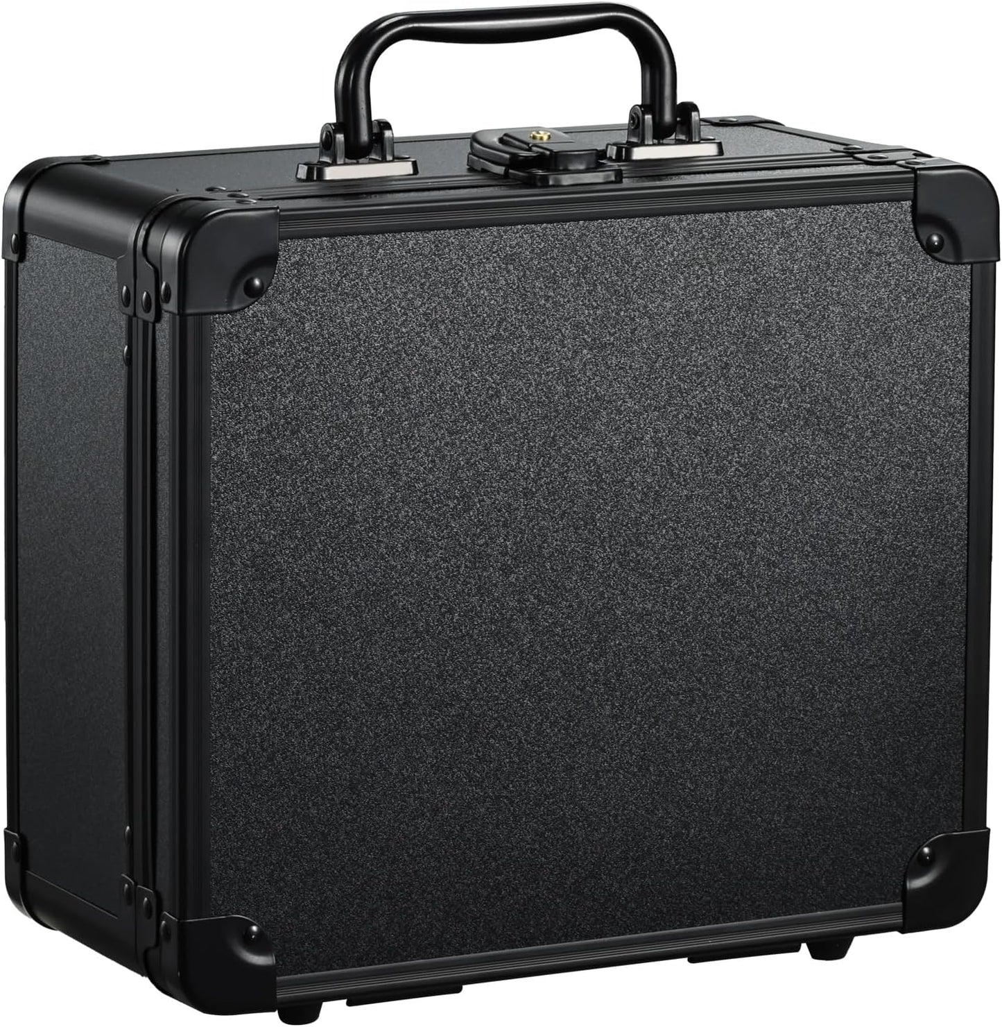 Makeup Organizer Case with Magnetic Lighted Mirror - Portable Vanity Box with LED Lighting, Lockable Keys & Dividers | Black