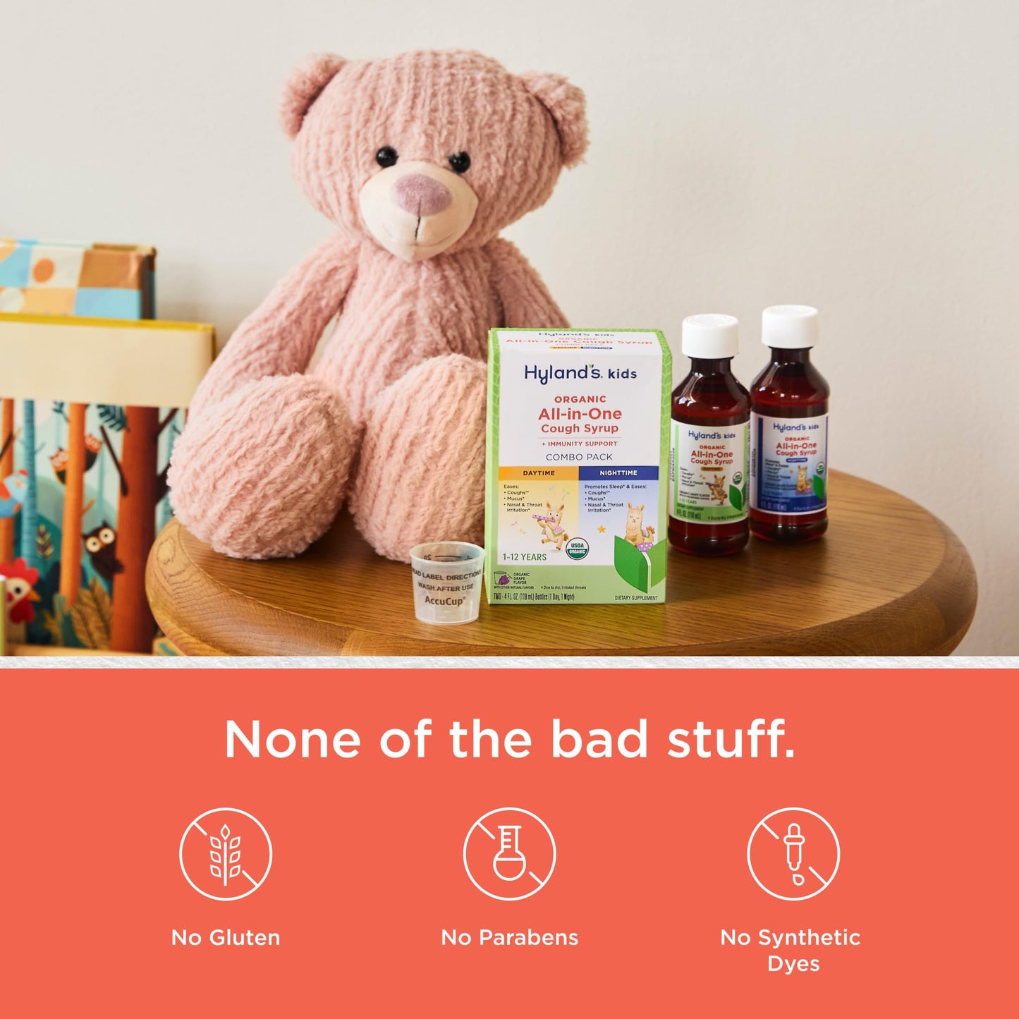 Hyland's Kids Organic All-in-One Grape Cough Syrup Day & Night, Two 4 Ounce Bottles