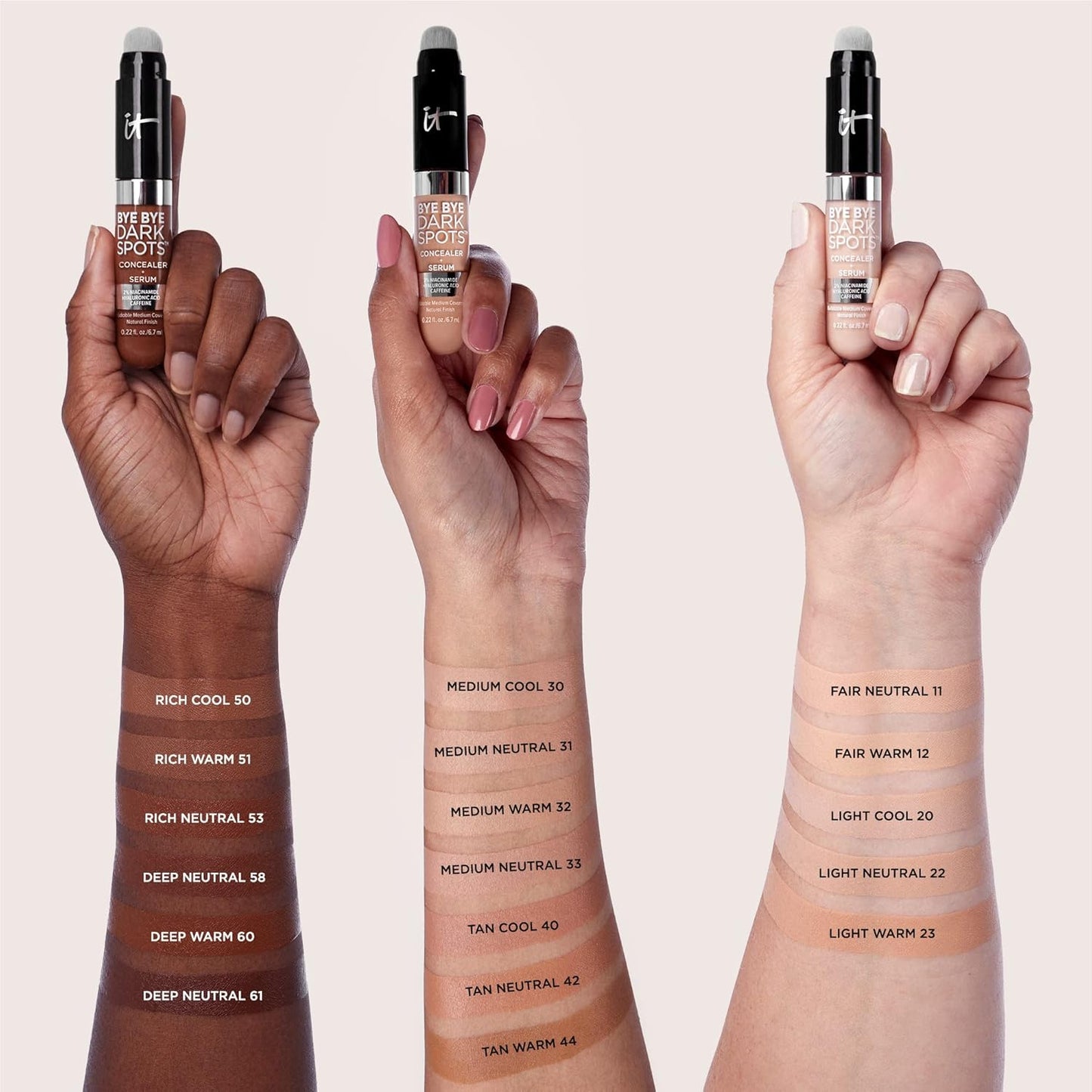 IT Cosmetics Bye Bye Dark Spots Concealer | Brightening Serum with 2% Niacinamide & Hyaluronic Acid - Medium Coverage, Natural Finish - 0.22 fl oz