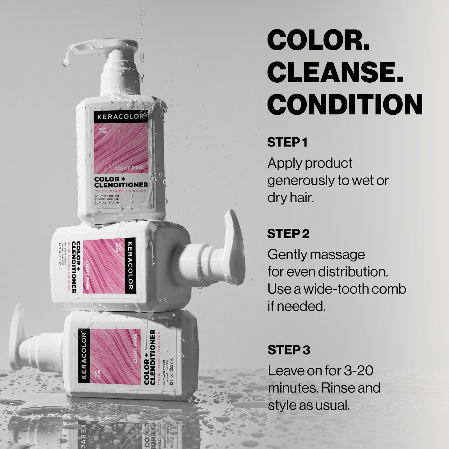 Keracolor Clenditioner LIGHT PINK Hair Dye - Semi Permanent Hair Color Depositing Conditioner, Cruelty-free, 12 Fl. Oz.