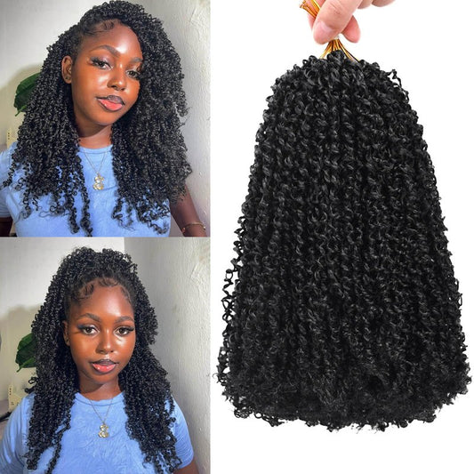 Yanky Twist Crochet Hair for black women 12 Inch 8 Packs 30 Stands/Pc,Pre-looped Fluffy Spring Mini Twist Passion Twist Natural Black Synthetic Crochet Braids Braiding Hair(12 Inch, 1B-8P)