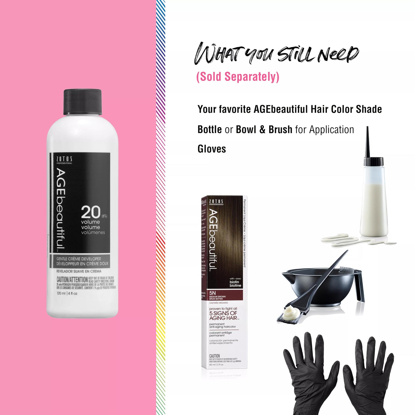 AGE beautiful 20 Volume Gentle Creme Hair Developer | For Permanent Hair Color Dyes, Toners, Lighteners | Professional Salon Coloring | Long Lasting Haircolor | 4 Fl Oz (Pack of 2)