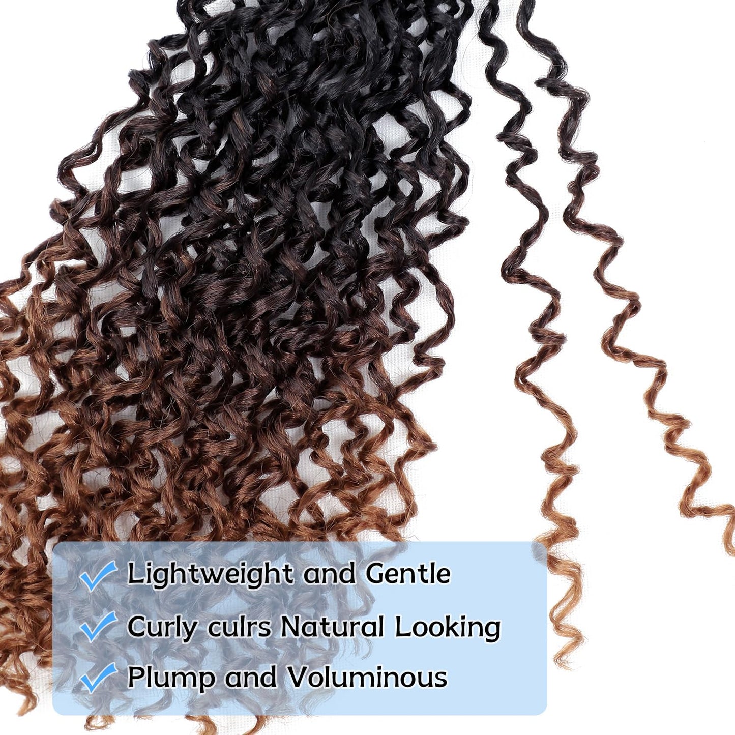 Spring Yanky Twist Crochet Hair for Women Pre Looped Passion Twist with Curly Ends 10 Inch 7 Packs Synthetic Mini Twist Hair Extensions, T1B/4/30