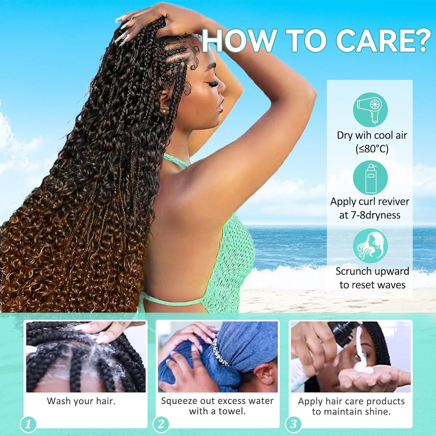 Ombre Human Braiding Hair - 14 Inch Deep Wave Bulk for Knotless Bohemian Braids | 3 Bundles T1B/350