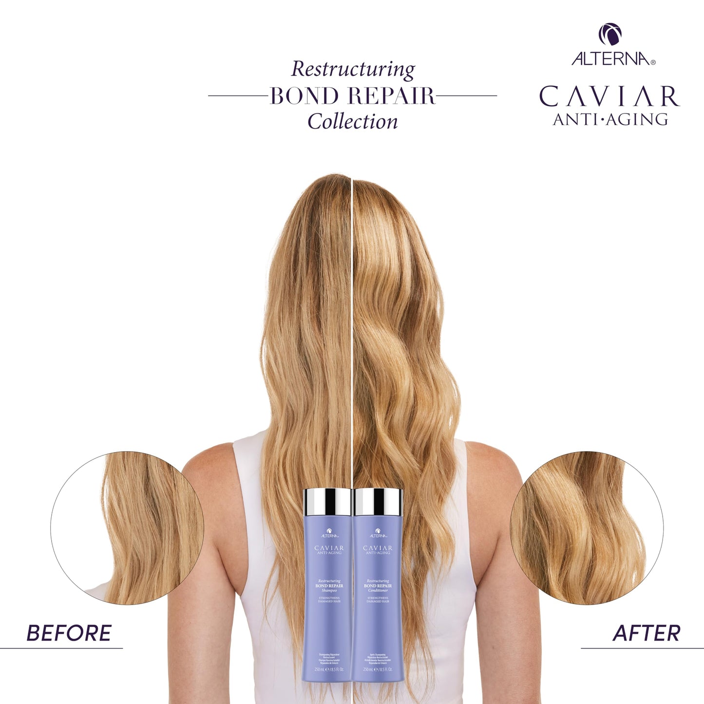 Alterna Haircare CAVIAR Anti-Aging Restructuring Bond Repair Conditioner 33.8 Fl Oz | For Brittle, Damaged and Split Ends | Repairs, Strengthens and Protects Damaged Hair | Sulfate Free