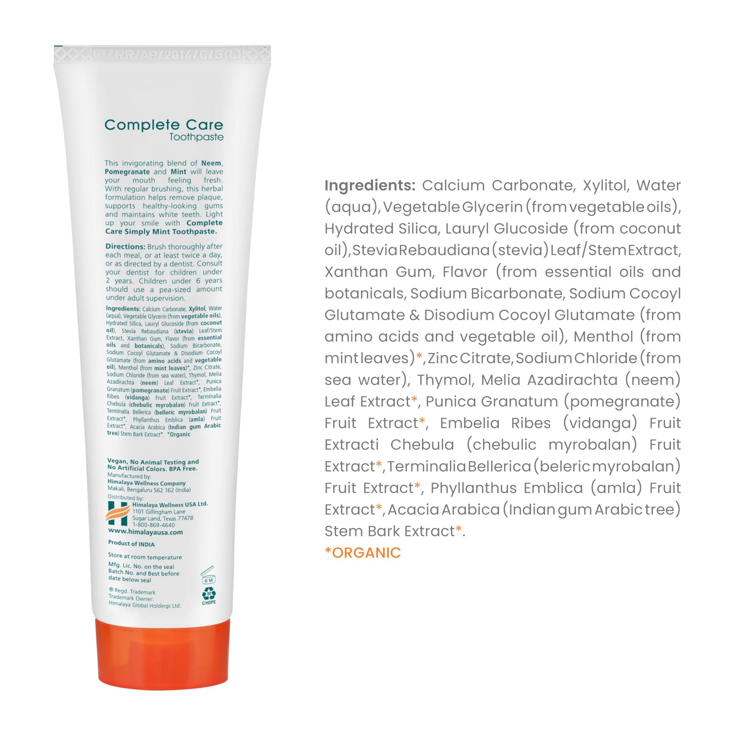 Himalaya Botanique Complete Care Toothpaste - Herbal, Mint, Fluoride-Free, SLS Free - 5.29 Oz, 4 Pack