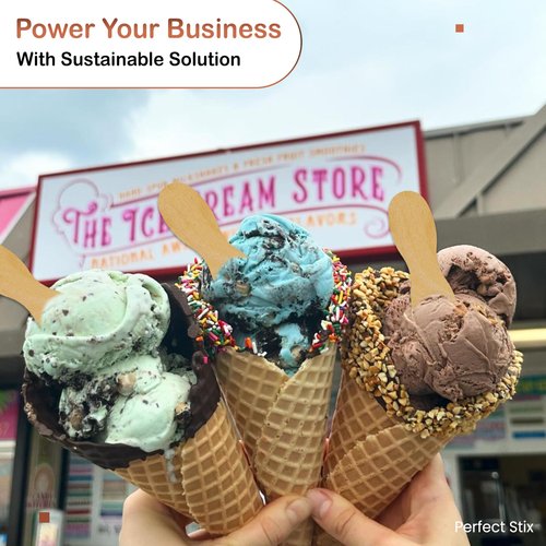 Perfect Stix - 60mm-100 60mm Birchwood Plain Taster Ice Cream Paddle Spoon, 2-3/8" Length (Pack of 100)