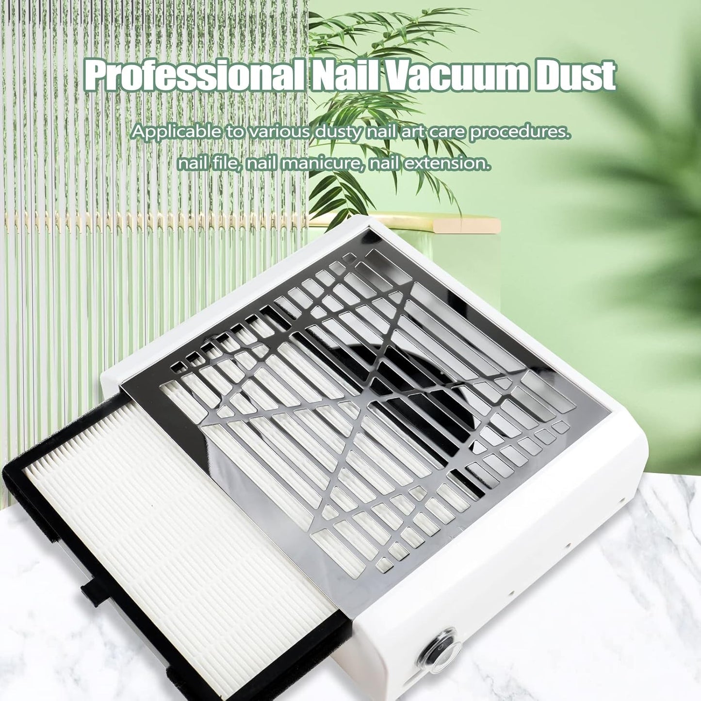 Nail Dust Collector - 40W Professional Vacuum Extractor for Nail Techs | Includes Dust Brush