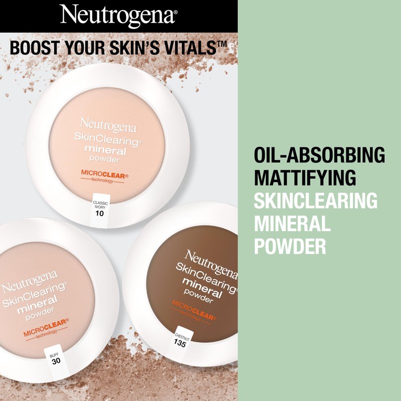 Neutrogena SkinClearing Mineral Acne-Concealing Pressed Powder Compact, Shine-Free & Oil-Absorbing Makeup with Salicylic Acid to Cover, Treat & Prevent Acne Breakouts, Nude 40, .38 oz (Pack of 2)