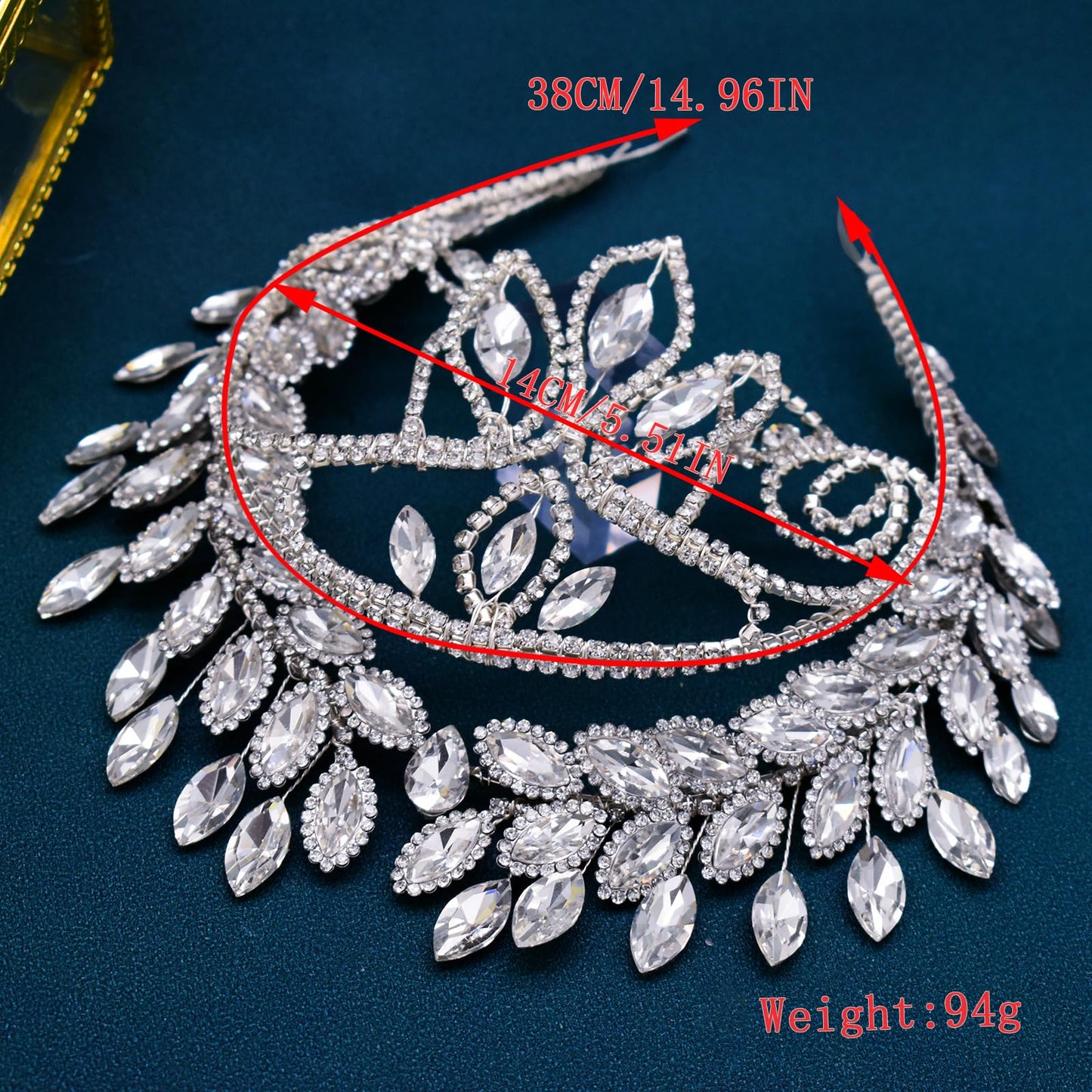 Mpoikba Rhinestone Bride Headband, Wedding Headpiece for Brides（Silver)